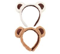 2 Stück lustige Bärenohren-Haarreifen Cartoon Plüsch Haarband Musik Festival Kopfbedeckung weibliches Gesicht waschen Stirnband für den täglichen Gebrauch