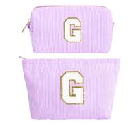2 Stück Make-up-Tasche, Cord-Kosmetiktasche Organizer, Reise Kulturbeutel, Lila Schminktasche Damen, Weihnachten Geburtstag Geschenk für Braut Freundin Tochter Mädchen 6-18 Jahre, Muttertagsgeschenk