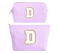 2 Stück Make-up-Tasche, Cord-Kosmetiktasche, Reise Kulturbeutel Reiseutensilien Schminktasche Damen, Weihnachten Geburtstag Geschenk für Mama Patentante Mädchen Tante Schwester, Lila D