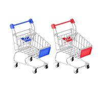 2 Stück Mini Einkaufswagen, Supermarkt Handwagen für Kinder und Erwachsene - Tischdekoration Make-up-Halter Aufbewahrungsregal (Rot)