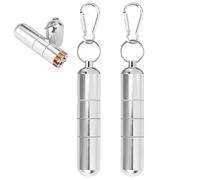 2 Stück Mini Zigarettenetui aus Aluminium, Schlüsselanhänger mit 2 Zigarettenetui, Wasserdichte Runde Zigaretten für Herren Frauen, Tragbar Zgaretten Box für Reisen Wandern Camping, 12.5×2.5cm, Silber