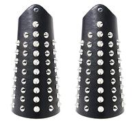 2 Stück mittelalterliche Armschienen, Wikinger-Lederhandschuh-Armband, handgefertigtes Rindsleder-Armband, Nordisches Bogenschießen-Armband für Männer (Schwarz)