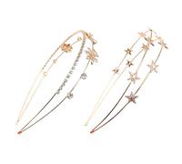 2 Stück Modische Stirnbänder, Kreative Doppellagige Stirnbänder, Damen-Haar-Accessoires, Haarband-Accessoires, Strass-Blumen-Stern-Stirnbänder, Haarschmuck