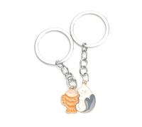 2 Stück Niedliche Katze und Fisch Schlüsselanhänger, Geschenke für Freundinnen und Lehrerinnen für Frauen, Geburtstag, Abschlussfeier, Freundschaft, Dankeschön Geschenk, Schöne und Lustige