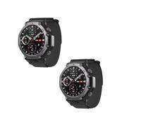 2 Stück Nylon Armband Kompatibel mit Amazfit T-REX 3, Nylonärmband mit Klettverschluss Arbeitskleidung Stil, Weiche Ersatz Loop Sportarmband für Outdoor Bergsteiger Damen Herren, B-2 Stück Schwarz