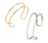 2 Stück Offene Armringe, Doppellagige Offene Armringe, Manschettenarmbänder, Offene Armbänder, Modische Personalisierte Armringe, Offene Verstellbare Armbänder, Stapelbarer Geometrischer Schmuck