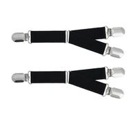 2 Stück/Paar verstellbare elastische Strumpf-Clip Strumpfband Strapsgürtel Edelstahl Doppel-Wege-Entenschnabel-Schnalle Straps-Clip befestigen Strapshalter Hemden bleiben Halter (schwarz)