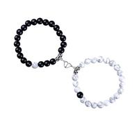 2 Stück Partner Armbänder, Schwarz Weiß Pärchen Armband, Magnetische Paar Armbänder, Herzförmige Freundschaftsarmbänder, Fernbeziehung Partnerarmbänder, Partnerarmband, für Liebhaber Freund Freundin