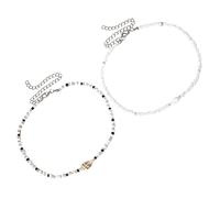 2 Stück Perlen-Abalone-, Kostüm, Fußkettchen, Armreifen, Zubehör, Charm-Halsband, Ringe, Kauri-Schutz, Strand-Schmuckhalter, Spinner-Kette, Seil, Halskette, Urlaubsarmbänder, Muschelschmuck