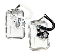 2 Stück Photocard Holder Keychain, Photocard Holder, Silikon Fotokartenhalter mit Spring Rope, Star Bells Ausweishalter Ausweishülle, Kartenhüllen für Kreditkarten, Idol Photo Display und Buskarte