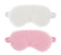 2 Stück Plüsch Augenmaske Weiche Schlaf Augenbinde Augenabdeckung Bequem Pelziges Kunstfell Schlafmaske Satin Nickerchen Nacht Augenschutz Abdeckung für Damen Und Herren Geschenk (Weiß Rosa)