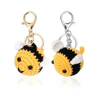 2 Stück Plüsch-Bienen Schlüsselanhänger - Gehäkelte Tierform Anhänger - Süß und Kreativ