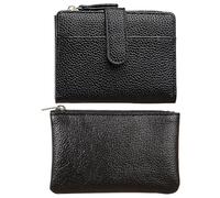 2 Stück Pu Er Brieftasche, Klassische Minimalistische Brieftasche, Tragbare Kartenbeutel, Reiseversorgungen, Damenkartenbeutel (Schwarz).