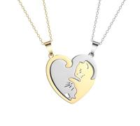 2 Stück Puzzle Katze Halskette, Freundschaftskette, Bff Ketten für 2,Katze Halskette, Damen Kette Anhänger für Paar Pärchen, Paar Kette Pärchen, Geeignet für Valentinstag, Geburtstag, Party(Golden)