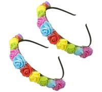 2 Stück Regenbogen-Blumen-Stirnband für Frauen - Pride-Party-Zubehör, Feiertags-Accessoires