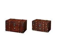 2 Stück Retro-Schatzkiste, Vintage-Aufbewahrungsbox aus Holz im Antik-Stil, Schmuckorganizer, groß & klein