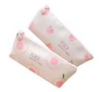 2 Stück Rosa Canvas Kosmetik Organizer, Pfirsichmuster | Tragbar für Schule und Reise, für Stifte, Kabel, Kopfhörer, Damen und Studentinnen Zufälliger Stil