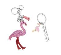 2 Stück Rosa Flamingo-Anhänger, Cartoon-Tier-Anhänger, Damen-Anhänger, Edelstahl-Schlüsselanhänger, Kreative Geschenk-Schlüsselanhänger
