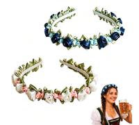 2 Stück Rosen Haarreif Damen Oktoberfest Accessoires, Dirndl Haarschmuck | Eleganter Dirndl Accessoires, Floraler Kopfschmuck mit Satinrosen, für Hochzeit, Oktoberfest, Trachten, Party