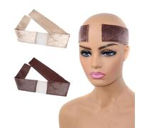 2 Stück Samt-Spitzen-Perückenstirnbänder, Rutschfestes Festes Stirnband, Verstellbares Elastisches Haarband, Spezielles Perückenzubehör Für Make-Up (Dunkelbrauner Hautton)