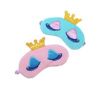 2 Stück Schlafmaske Rosa mit Krone und Langen Wimpern Cartoon | Plüsch, Leicht Verstellbares Band, Leichte Verdunkelung, Reise und Nickerchen, Niedliches Design