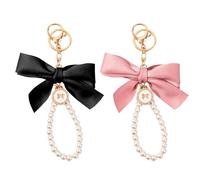2 Stück Schleifenperlen-Schlüsselanhänger, Süße Schlüsselanhänger, Auto-Schlüsselanhänger, Taschenanhänger, Damen-Deko-Anhänger
