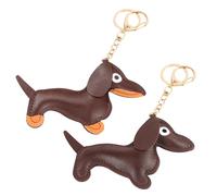 2 Stück Schlüsselanhänger Dackel, Süße Welpe Hundetasche Anhänger Leder Glücksbringer Dackel Keychain Geschenke für Lieblingsmensch Frauen Männer Kinder Geburtstag Schlüsselring
