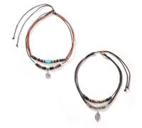 2 Stück Schlüsselbeinkette Mit Anhänger, Perlenkette, Vintage-Halskette, Modische Halskette, Verstellbare Halskette, Bohemian-Halskette, Anziehaccessoire