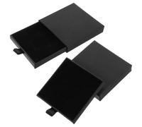 2 Stück Schmuck Geschenkbox,Kleine Schmuckschachtel,Thick Papier Schmuckschatulle,Ausziehbare Geschenkbox Klein,Schmuckaufbewahrung für Armbänder,Halsketten,Ohrringe,Ringe,Schmuckgeschenke(Schwarz)