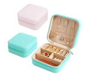2 Stück Schmuckaufbewahrung Schmuckkästchen Klein, Schmuckschatulle für Mädchen, Schmuckbox Damen, Reise Schmuck Etui, Jewelry Organizer Leder, für Ohrringe, Halsketten, Ringe, Geschenk Hochzeit