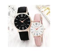 (2 Stück Schwarz Pink) 2 Stück Minimalistische Paar Quarzuhr Ausgefallene Damenuhren Schmuck Anspruchsvoll