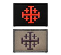 2 Stück Schwarz und Braun Ritter Templer Kreuz Flagge Patch Nylon Stickerei Abzeichen Lustiger Taktische Militärisch Aufnäher Applikation für Kleidung Hut Jacke Rucksäcke Weste Jeans T-Shirt