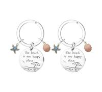 2 Stück Seestern-Muschel-Schlüsselanhänger, Strandliebhaber-Schlüsselanhänger, Sommerurlaubsgeschenk, Geschenk Im Böhmischen Stil.