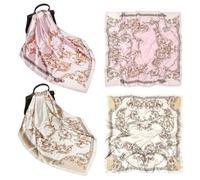 2 Stück Seidenschals Mit Europäischem Muster, Seidenschal-Geschenke, Elegante Schals, Modische Und Vielseitige Schals, Damenschals, Accessoires Zum Tragen