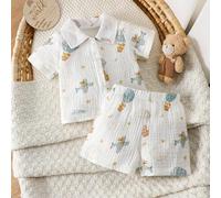 2 Stück/Set Baumwolle Baby Lässig Ballon Muster Polokragen Kurzarm Strickjacke + Shorts Neugeborene Baby Jungen Kleidung Sommer Baby Jungen Bekleidung
