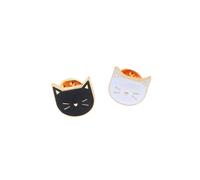 2 Stück/Set Niedliche Katze Tier Brosche Cartoon Katze Schwarz Weiß Emaille Pins Rucksack Kleidung Brosche Paar Abzeichen Schmuckliebhaber Bequem Handled