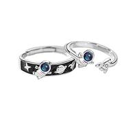 2 Stück/Set Weltraum-Astronauten-Ringe, niedlich, verstellbar, Kristallgelenk-Set für Frauen, personalisierbar, Planet, offener Finger für Frauen