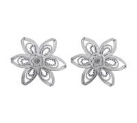 2 Stück silberne Seidenfaden Knoten Knopfverschluss Schnallen mit sechs Blütenblatt Rosen Design für traditionelles Cheongsam, Bühnenkostüm, Kleid, Nähen, Nähzubehör
