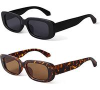 2 Stück Sonnenbrille Damen Vintage, Retro Sonnenbrillen Vintage Rechteckige Sonnenbrille, Sunglasses Woman Man, Quadrat Sonnenbrille für Damen und Männer,Sonnenbrille Herren Verspiegelt UV400-Schutz