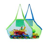 2 Stück Strandspielzeug Tasche, Groß Netz Strandtasche für Sandspielzeug Wasserspielzeug, Netztasche Strand Aufbewahrungstasche, Faltbare Aufräumsack Beach Bag für Familie Urlaub