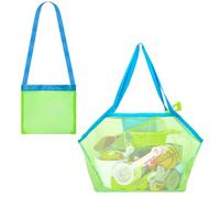 2 Stück Strandtasche, Strandspielzeug Tasche, Beachbag Faltbar, Sandspielzeug Netztasche, zum Spielen am Strand, für Familie Urlaub, Groß + klein