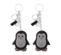 2 Stück Strass Pinguin Schlüsselanhänger Cartoon Charm mit Kristall, Modische Dekoration für Damen und Mädchen