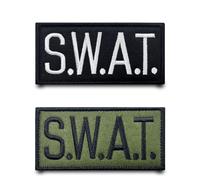 2 Stück SWAT Schwarz und Armee Grün Erwachsene Polizei Fans DIY Patch Hook & Loop Stickerei Flagge Patch Taktische Aufnäher Applikation für Jacke Jeans T-Shirt Rucksäcke Weste Kleidung Hut