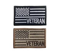 2 Stück Tactical USA US Amerikanische Flagge Veteran Patch, Moral Patch, Militär Patch, Haken und Schlaufe, US Army Navy Air Force Küstenwache Veteran Militär Applikation Embleme Abzeichen Patch