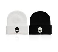 2 Stück Totenkopf-Strickmützen, Schwarz-Weiße Beanie-Mützen, Warme Wintermützen, Unisex, Kreative Und Personalisierte Hip-Hop-Mützen, Kältebeständige Outdoor-Radsportmützen