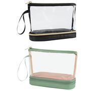 2 Stück Transparente Make-Up-Beutel, Wasserdichte Make-Up-Beutel, Doppelschicht Mit Großer Kapazitäts Make-Up-Beutel, Tragbarer Make-Up-Beutel, Reisezubehör