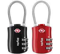 [2 Stück] TSA Gepäckschlösser, Diyife 3-stelliges Sicherheitsschloss, Kombinationsschlösser, Codeschloss für Reisekoffer Gepäcktasche Etui etc. (Schwarz Rot)