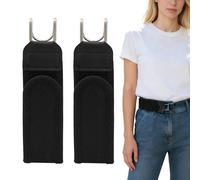 2 Stück Unsichtbarer Elastischer Gürtel Ohne Schnalle für Herren Damen, Verstellbarer Taktischer Metallhaken Gürtel mit Klettverschluss, Schnallenloser Gürtel für Beruf Freizeit Business (2 Schwarz)