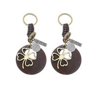 2 Stück Vierblättrige Kleeblatt-Schlüsselanhänger, Geflochtene Er-Schlüsselanhänger, Vintage-Schlüsselanhänger, Geschenk-Schlüsselanhänger, Kreative Schlüsselanhänger