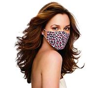 2 Stück Waschbare Stoff-Gesichtsmaske, wiederverwendbar und verstellbar, 3-lagige Gesichtsmaske aus Baumwolle, wiederverwendbar, maschinenwaschbar, Leopardenmuster
